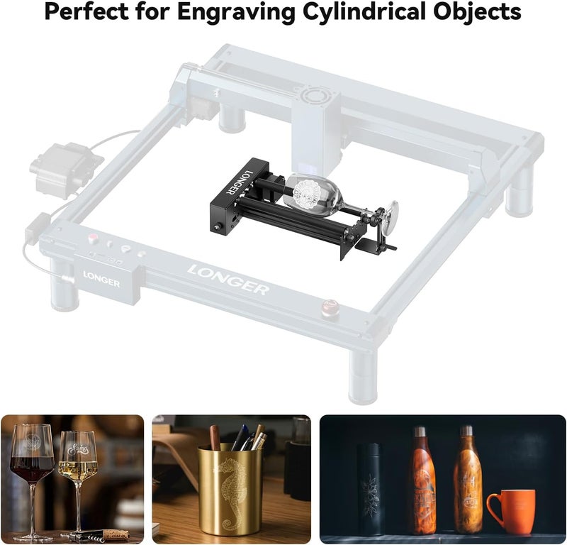 LONGER Laser engraver's Rotary Roller Lift Stand Allows for Height Adjustment, Making it More Effectively Compatible with The Rotary Rollers of Most Laser engravers. - Image 5